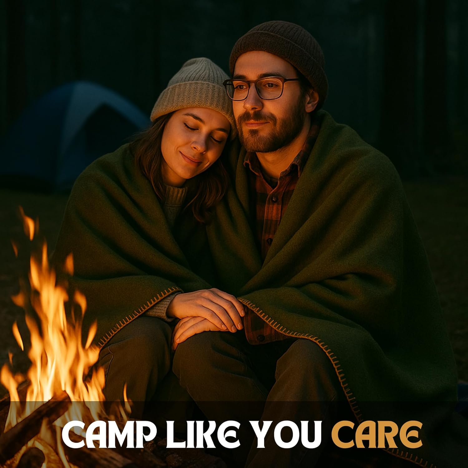 Wool Camping Blanket – 70% Wool Heavy-Duty Military Style Throw, Warm & Washable, Fire Retardant Cover for Emergency, Survival & Outdoor Use – Perfect for Camping, Car, Home & Hiking, Olive 62x84