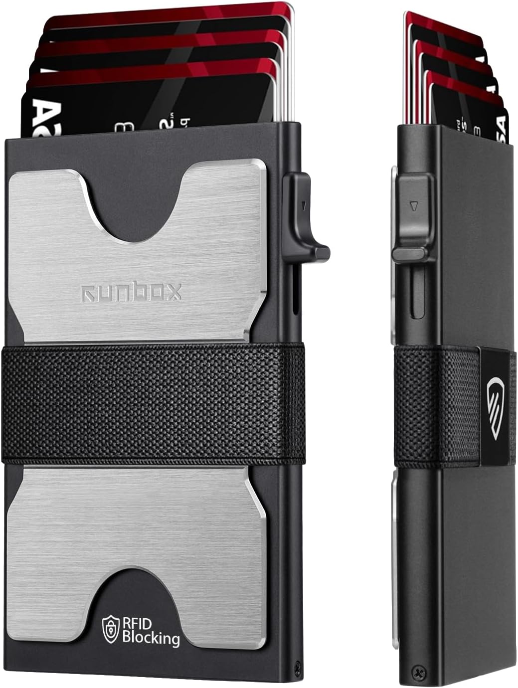 Mens Business Card Holder, Slim Card Wallet for Men and Women, Minimalist RFID Blocking Wallet with Pop-Up Function, Thin Design, Metal Cases Holds 6+6 Cards, Gifts for Men, Men's Accessories