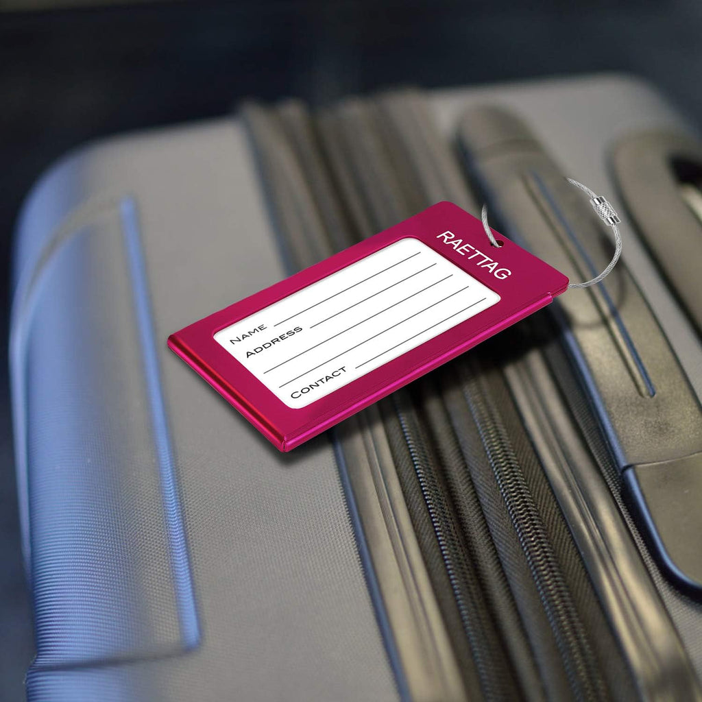 Luggage Tags Metal Suitcase Tags Travel Bag ID Identifier Luggage Tag (Red 6-Pack)