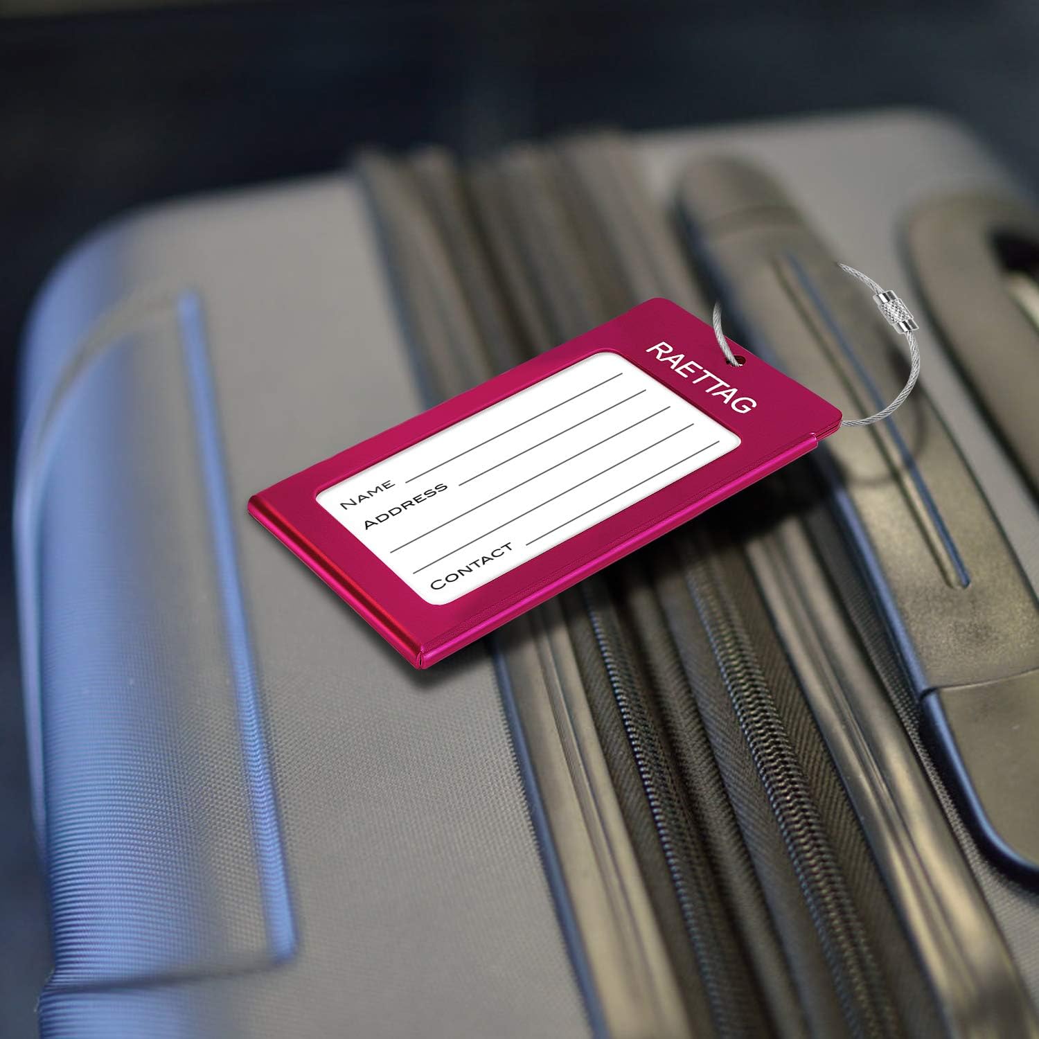 Luggage Tags Metal Suitcase Tags Travel Bag ID Identifier Luggage Tag (Red 6-Pack)