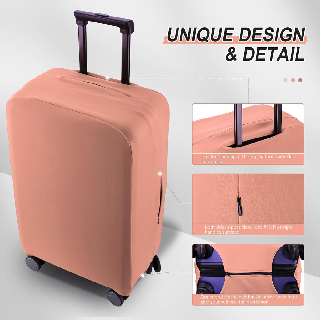 Travel Luggage Cover Suitcase Protector Scratch-Resistant Fit 19-31 Inch Suitcase, Not Included Suitcase (Pink, 3XL(32-33inch))