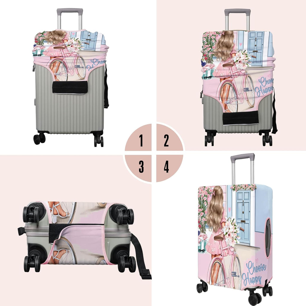 Travel Luggage Cover Suitcase Protector Fits 18-32 Inch Wheel Covers PatternedTravel Related Items Flower Luggage Protector Elastic S