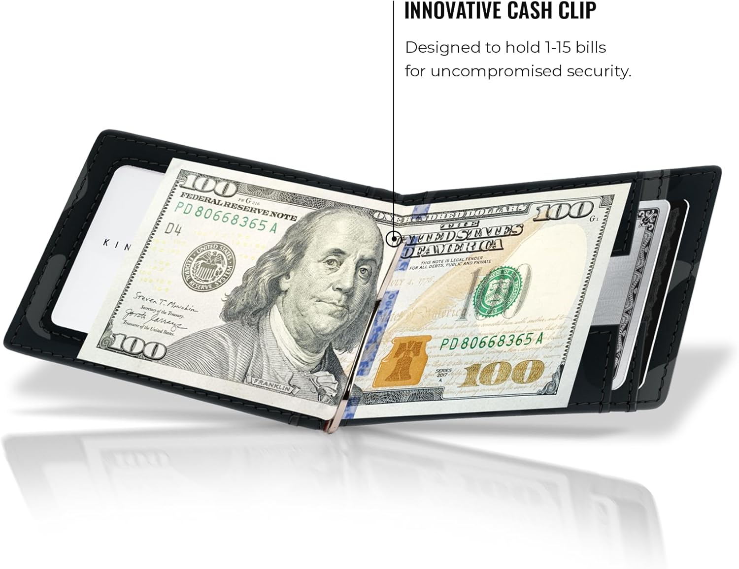 Kings Loot Money Clip Slim Minimalist Wallet for Men | RFID Blocking Leather Design with Money Clip | Front Pocket Bifold Holds 12 Cards | Stylish & Compact Wallets (Camo Black)