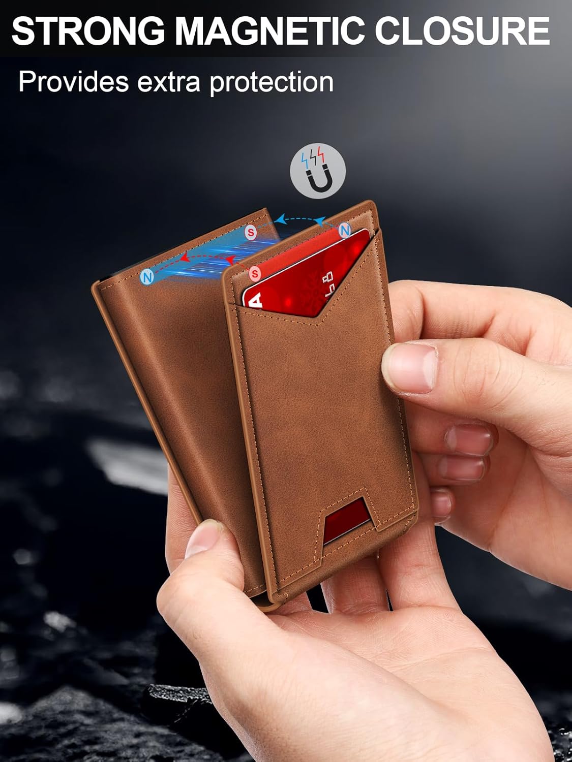 Wallet for Men RFID Wallet with Money Clip, Slim Pop Up Card Holder for 10-12 Cards, Minimalist Smart Credit Card Case with ID Window, Bifold Metal Wallet for Front Pocket, Gifts for Men
