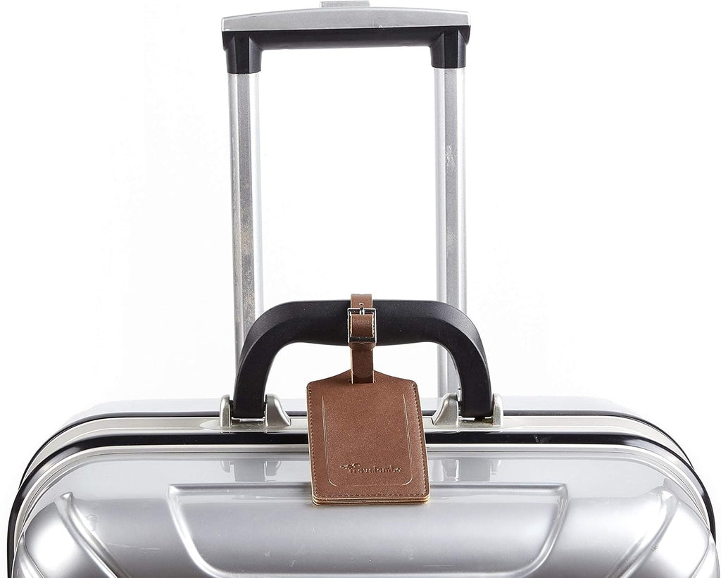 Travelambo Luggage Tags for Suitcases PU Leather Travel Tags Bag Tags Privacy Protection Travel Essentials