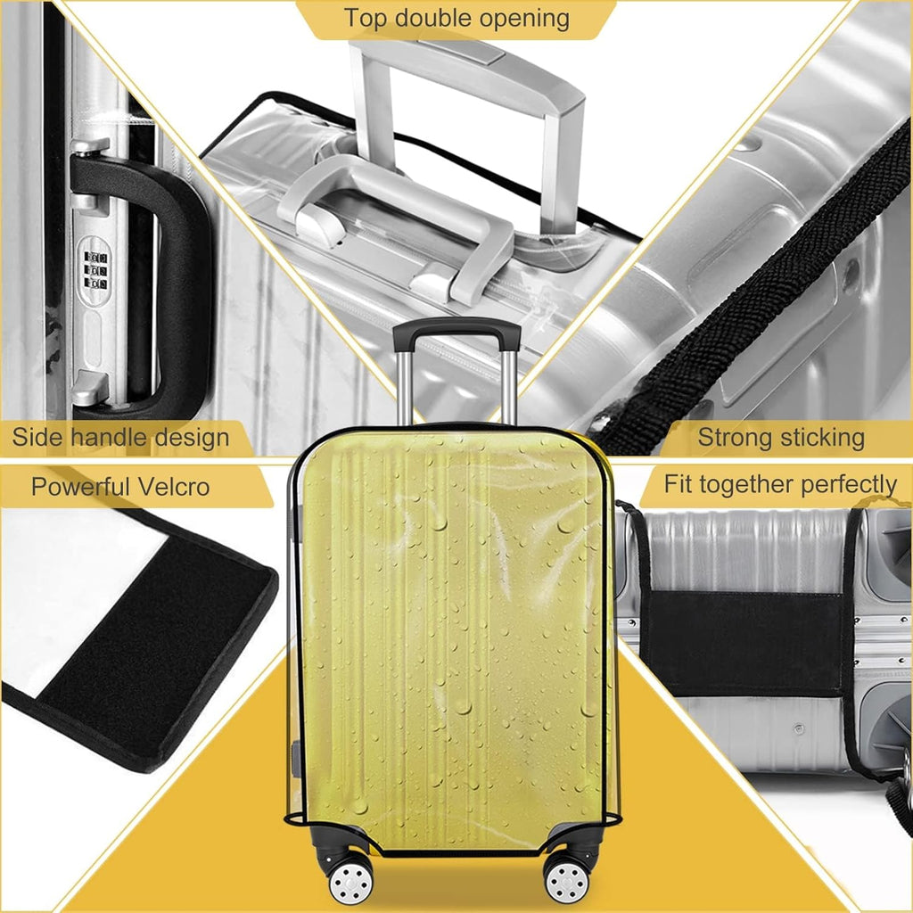 Suitcase Cover for 24" Luggage TSA Approved Clear PVC Thickened Protective Sleeve Cover for Wheeled Luggage Waterproof