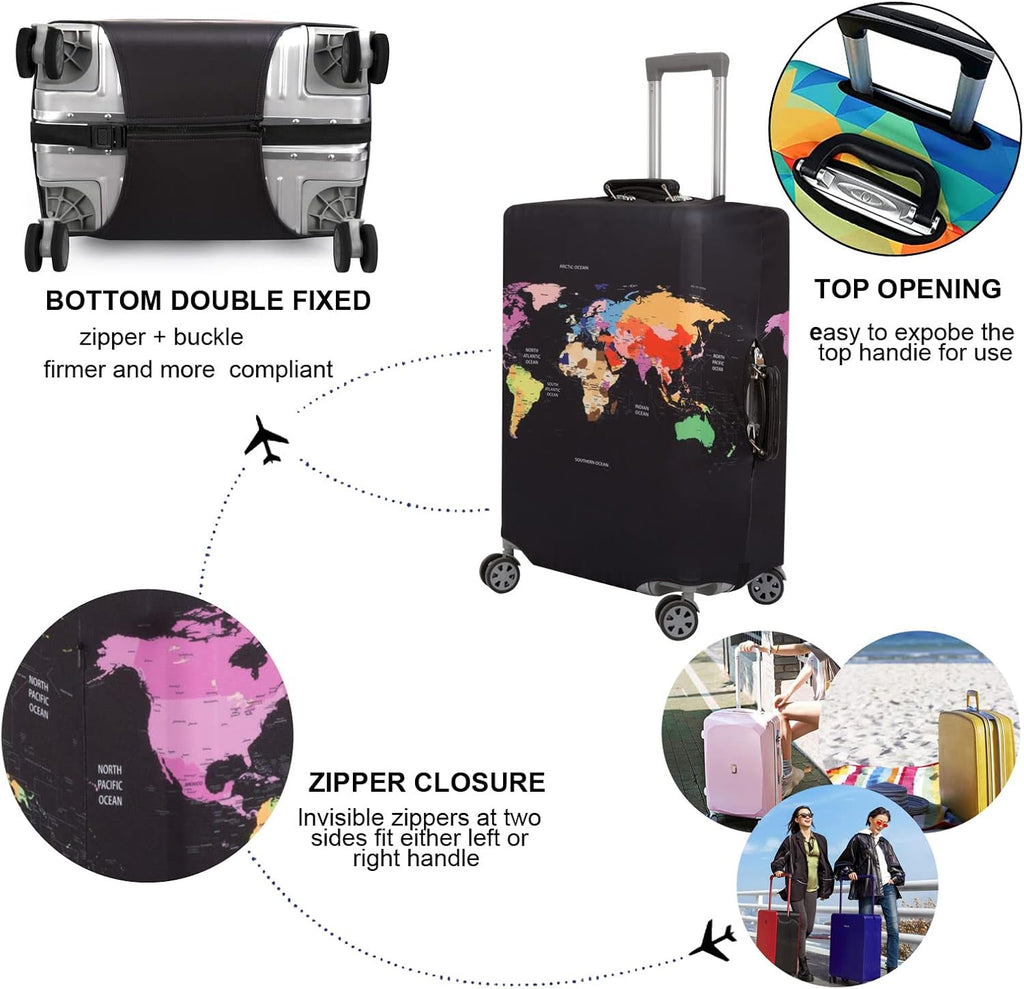 MosaiRudo Thicker Luggage Cover Elastic Suitcase Cover Protector Fits 18-32 Inch Suitcase Travel Accessories (TKM0078, XL)