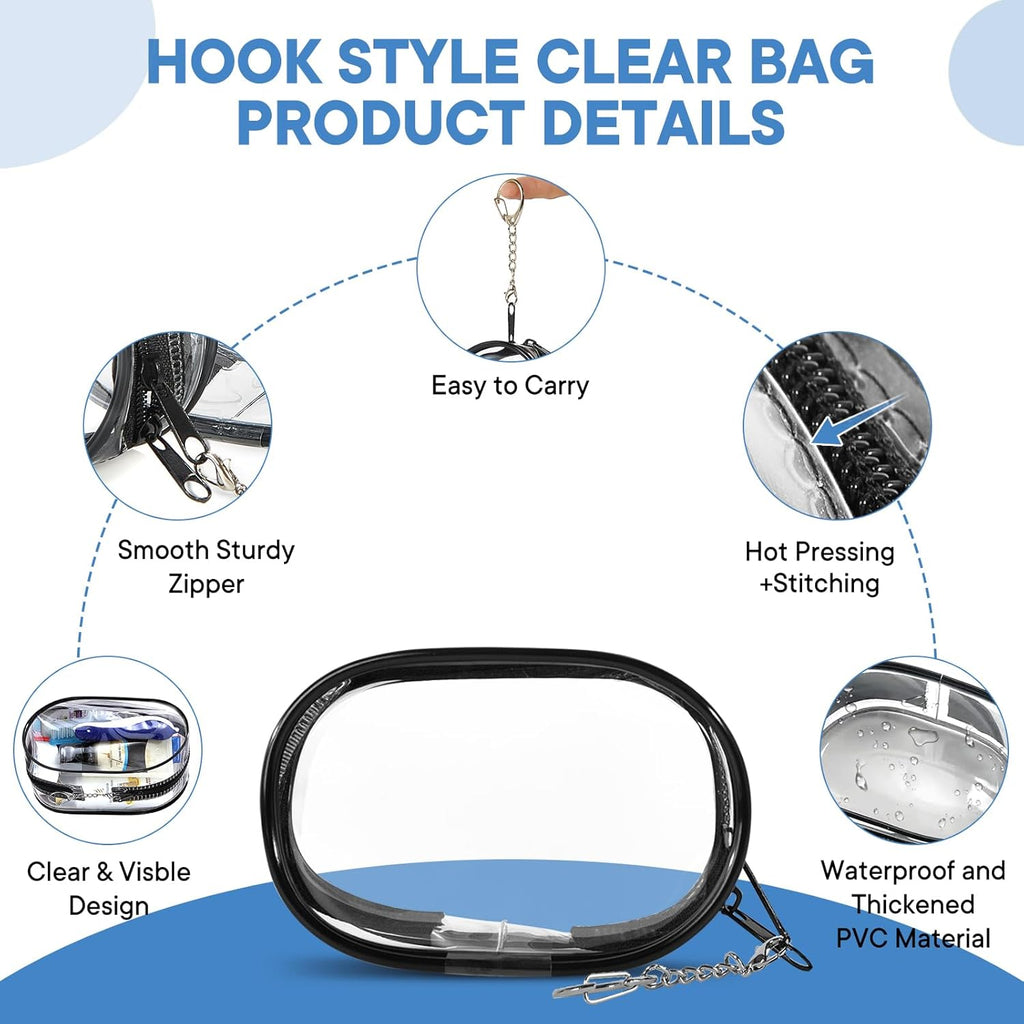 XEWEA Clear Travel Toiletry Bags & Small Electronic Accessories Organizer Case, 6 PCS TSA Approved Transparent Makeup Bag for Women Men, Waterproof PVC Quart Pouch with Zipper for Airline Essentials