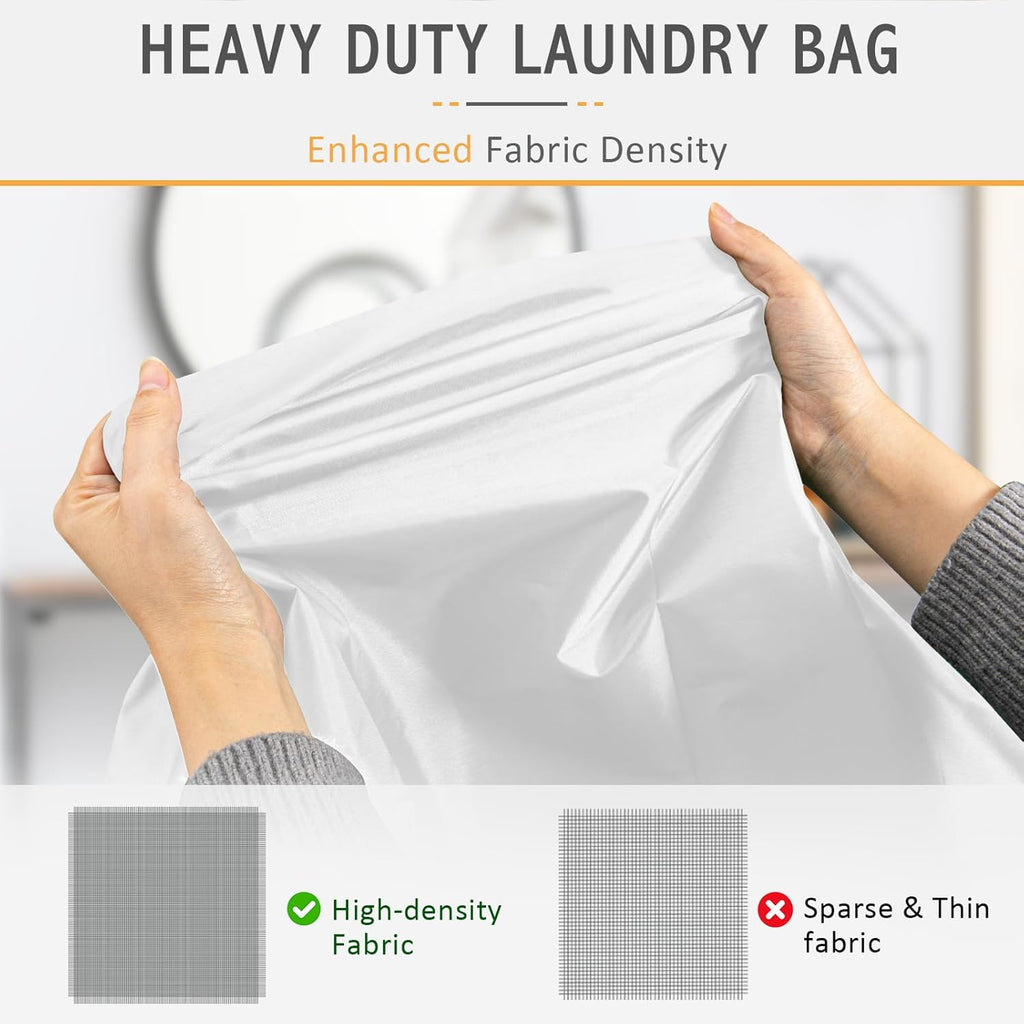 Extra Large Heavy Duty Laundry Bag - 28" x 40", Travel Laundry Bag for Dirty Clothes, Camping (White)