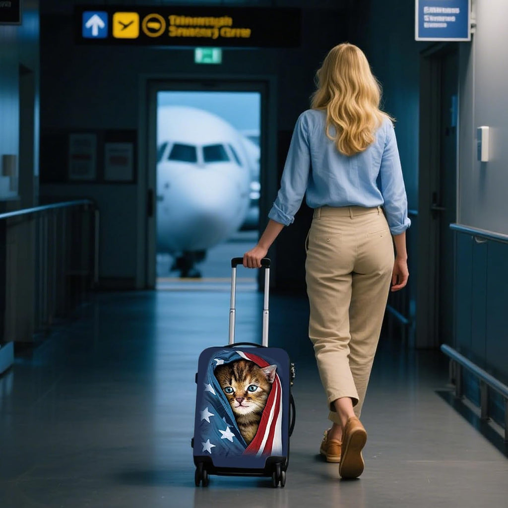 WUJIAONIAO Travel Luggage Cover Spandex Suitcase Protector Washable Baggage Covers (S (for 18-20 inch luggage), Cat A)