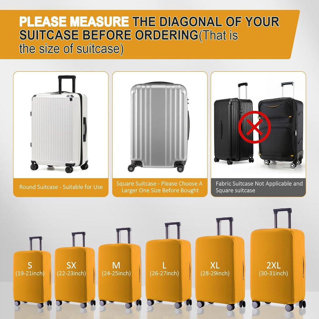 Travel Luggage Cover Suitcase Protector Scratch-Resistant Fit 19-31 Inch Suitcase, Not Included Suitcase (Yellow, SX(22-23 inch))