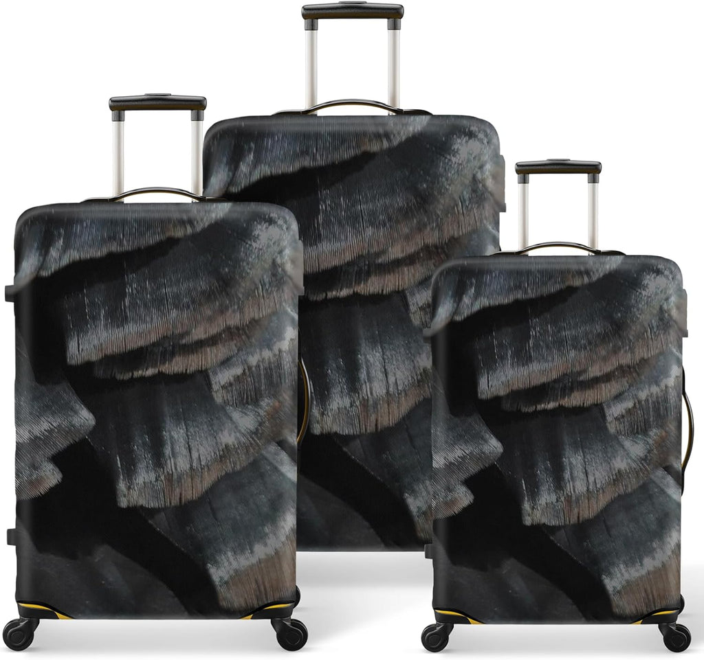 20/24/28 Inch PVC Luggage Protector Covers for TSA Approved 3 PCS Clear Suitcase Cover Protector Transparent Luggage Protective Cover Set (Painting, 20/24/28(3 sizes))