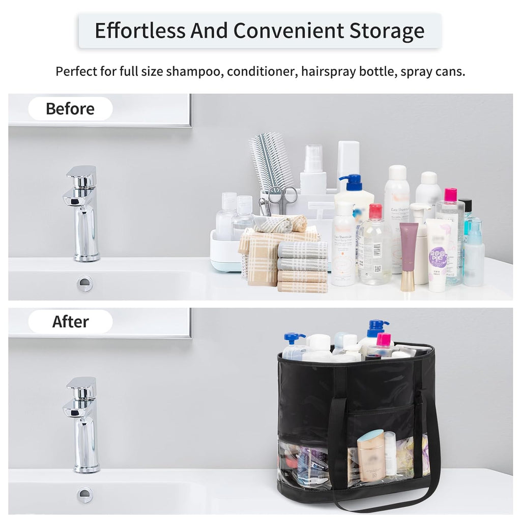 Large Clear Toiletry Bag, Travel Toiletry Bag for Women Men, Waterproof Clear Tote Bag, Transparent Makeup Bag Cosmetic Organizer Portable Bath Shower Bag for Bathroom, Gym, Beach, Swimming, Traveling