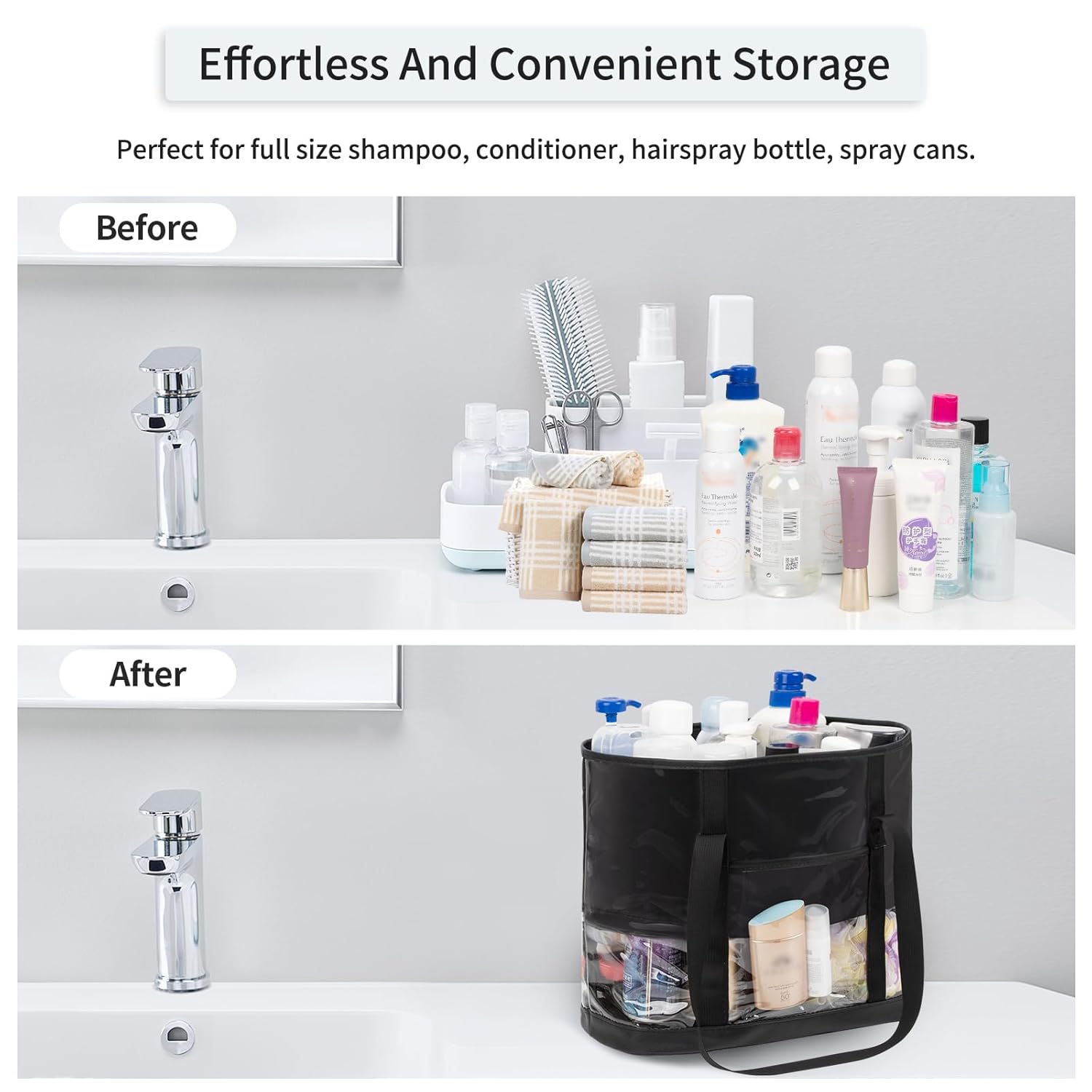 Large Clear Toiletry Bag, Travel Toiletry Bag for Women Men, Waterproof Clear Tote Bag, Transparent Makeup Bag Cosmetic Organizer Portable Bath Shower Bag for Bathroom, Gym, Beach, Swimming, Traveling