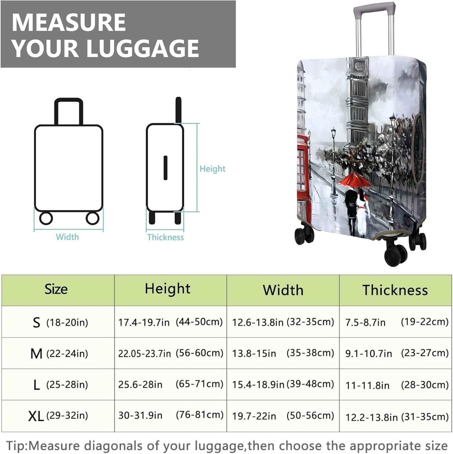 Travel Luggage Cover Suitcase Protector Fits 18-32 Inch Wheel Covers PatternedTravel Related Items Flower Luggage Protector Elastic L