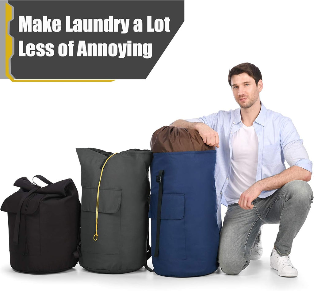 Backpack Laundry Bag, 115L Heavy Duty Extra Large College Laundry Backpack, Dirty Clothes Bag with Shoulder Straps, Laundry Hamper Bag with Drawstring Closure for College Dorm, Apartment, Laundromat