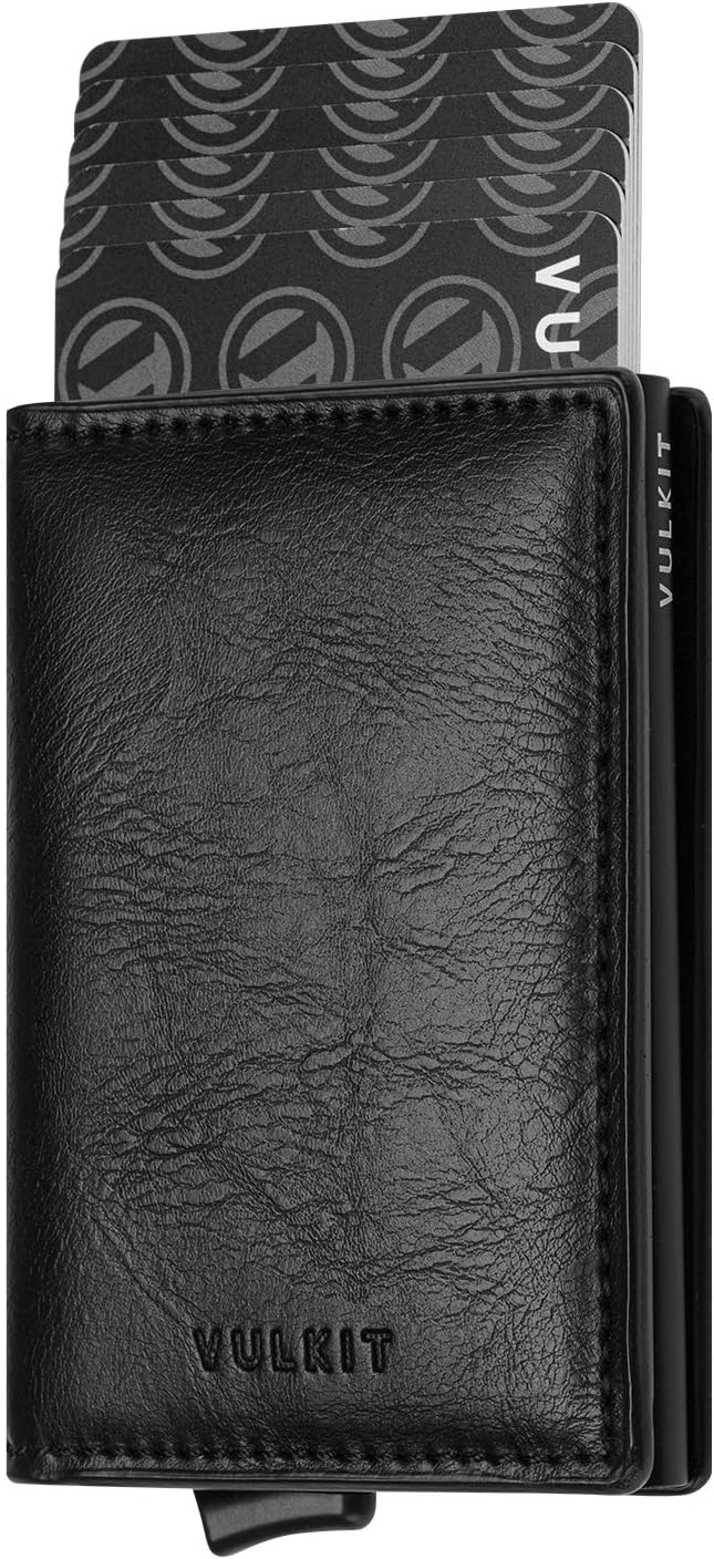 VULKIT Card Holder Pop Up Slim Wallet Leather RFID Blocking Card Case Up to 8 Credit Cards