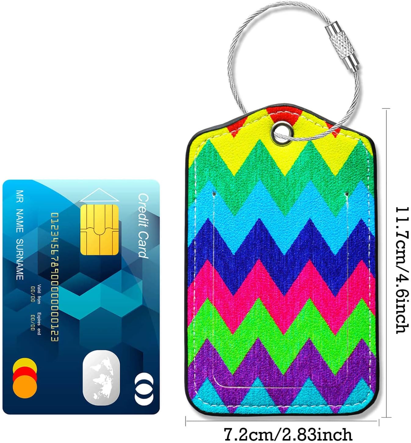 Luggage Tags for Suitcases-Colorful Luggage Tag 4 Pack with Loops Cute Bag/Backpack/Suitcase Tags Bulk Travel Essentials for Flying