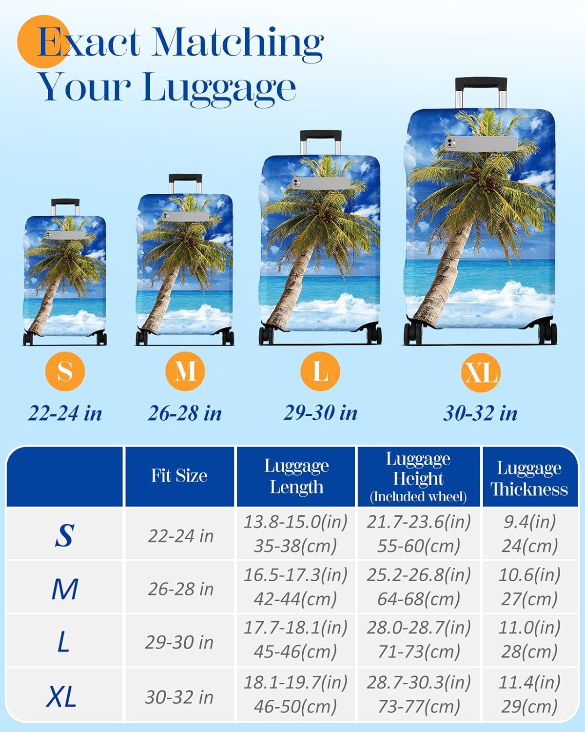 Slohif Luggage Cover for Suitcase Tsa Approved Protector - Luggage Sleeve Large Suit Case Cover Travel Stretch Baggage Case Protective Washable Fit 26-28 Inch Hawaii M