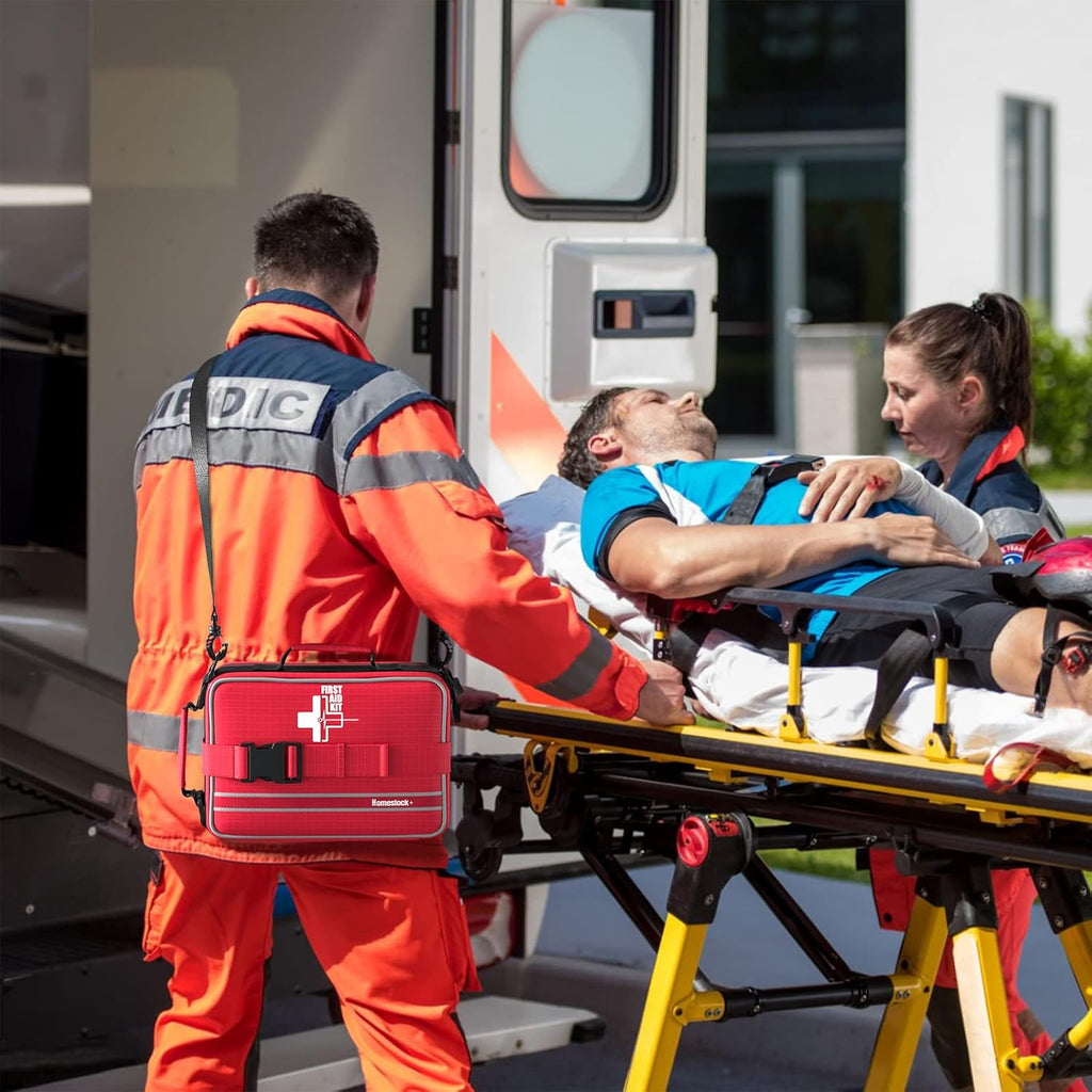 First Aid Kit with Labeled and Color-Coded Compartments, Emergency Medical Kit for Cars, Home, Office, Backpacking, Camping and Cycling