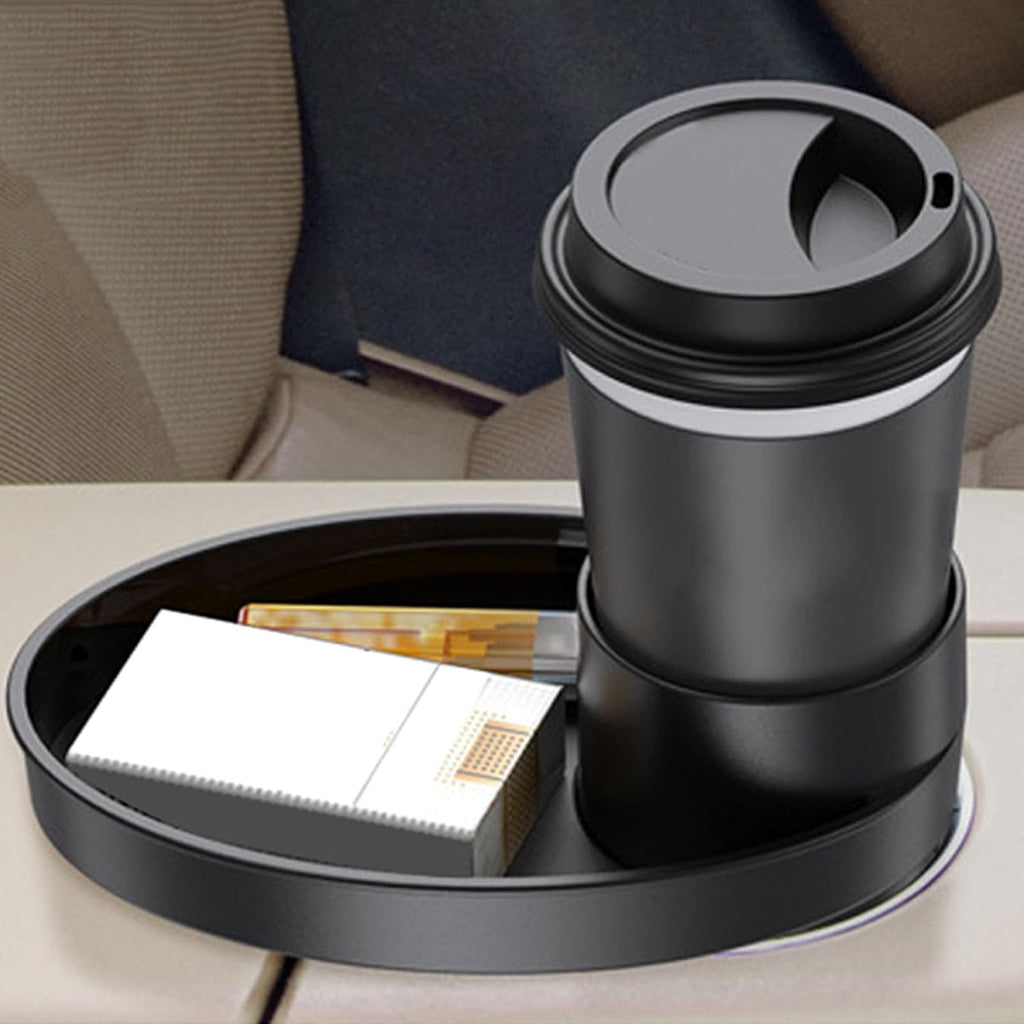 Snack Tray for Kids Car Seat with Secure and Sturdy Design, Versatile Usage, Compact and Portable Design, Easily Attachable, Cup Holder (Black)