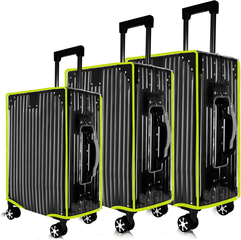 3 Pcs Thicken Clear Luggage Cover Protector, 20" 24" 28" Clear Luggage Covers for Suitcase Waterproof Dustproof Anti-scratch Travel Suitcase Covers Case for Wheeled Luggage
