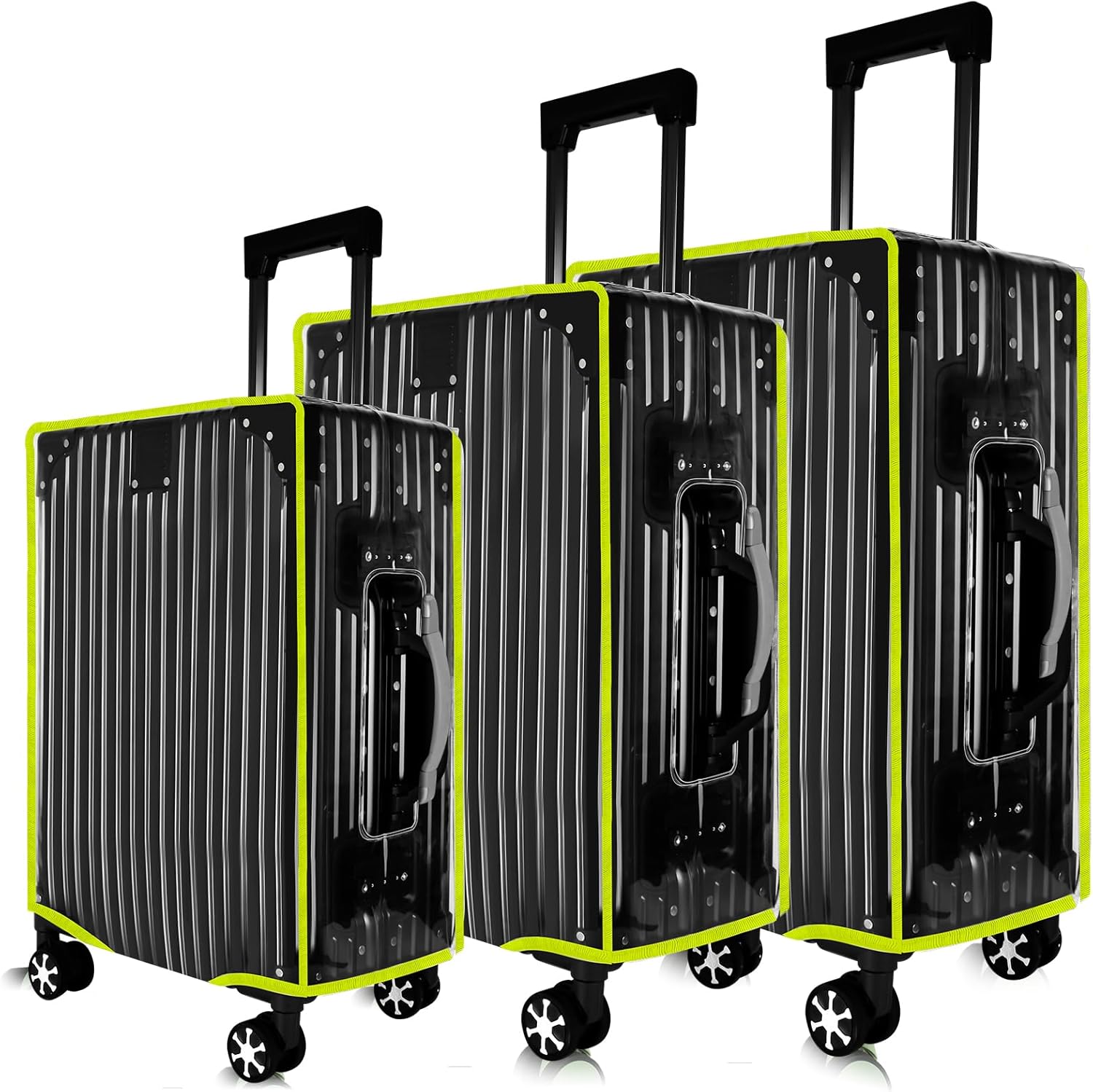 3 Pcs Thicken Clear Luggage Cover Protector, 20" 24" 28" Clear Luggage Covers for Suitcase Waterproof Dustproof Anti-scratch Travel Suitcase Covers Case for Wheeled Luggage
