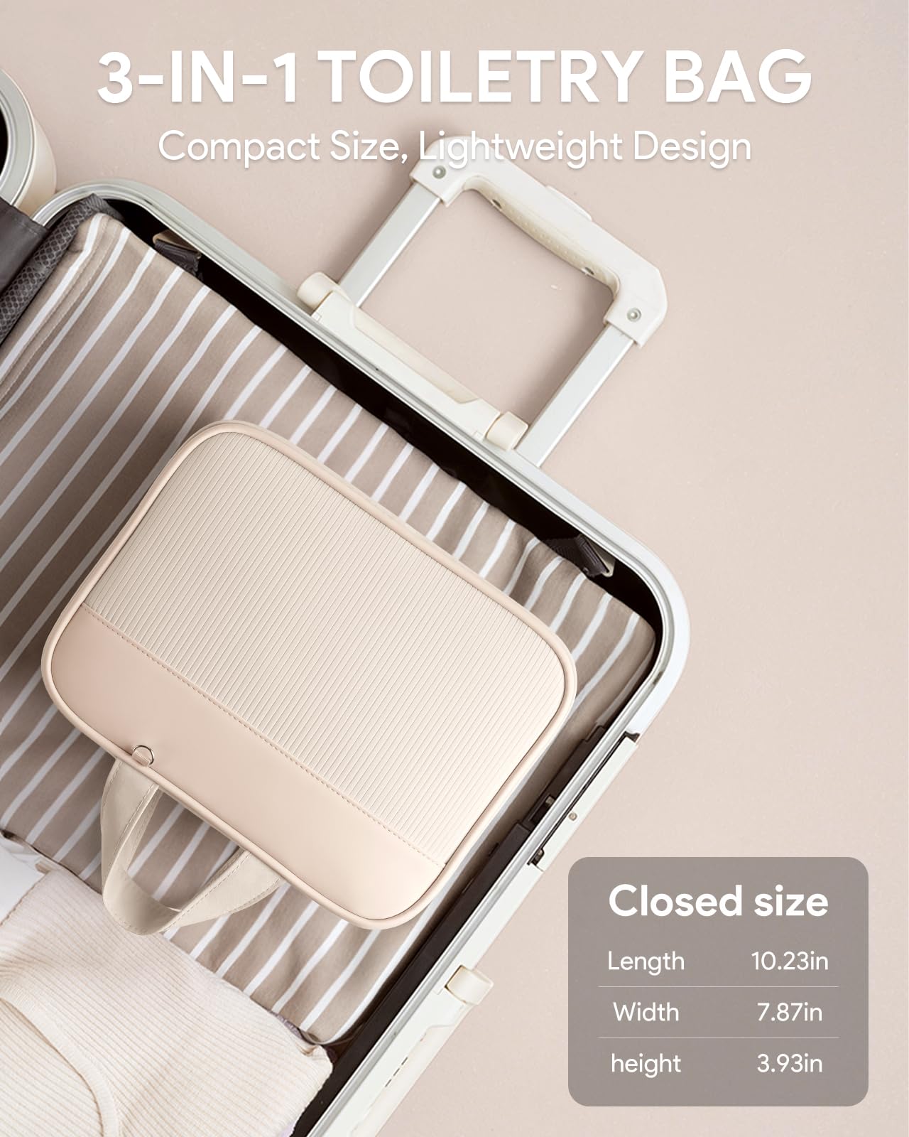 Lotour Travel Toiletry Bag for Women with Travel Size Silicone Containers Set, Hanging Toiletry Bag for toiletries, Cosmetic Bag Travel Organizer (White)