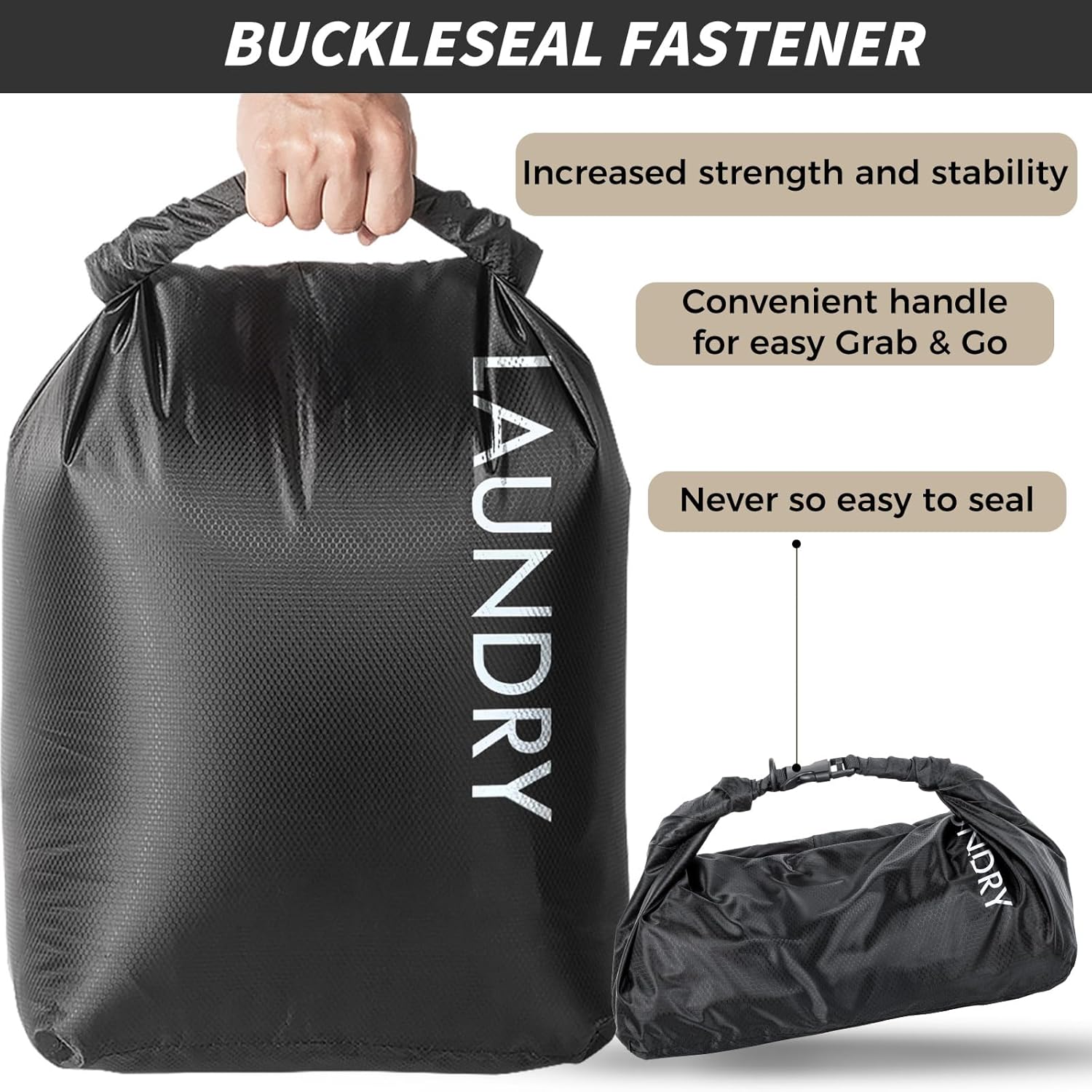 Travel Laundry Bag, Vacuum Compression Dirty Clothes Travel Bag Waterproof Wet Dry Bags Large Capacity Space Saver Bags Reusable Camp Clothes Organizer for Sports College Dorm Laundromat (1 Pcs )Black