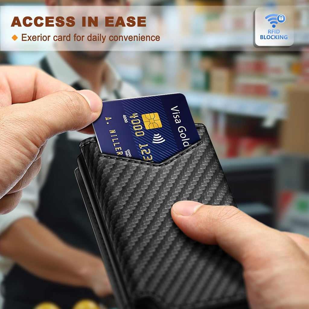 BULLIANT Men Wallet Leather Wallet Card Holders Money Clip for Men 10Cards-Magnetic Flip on Metal Case