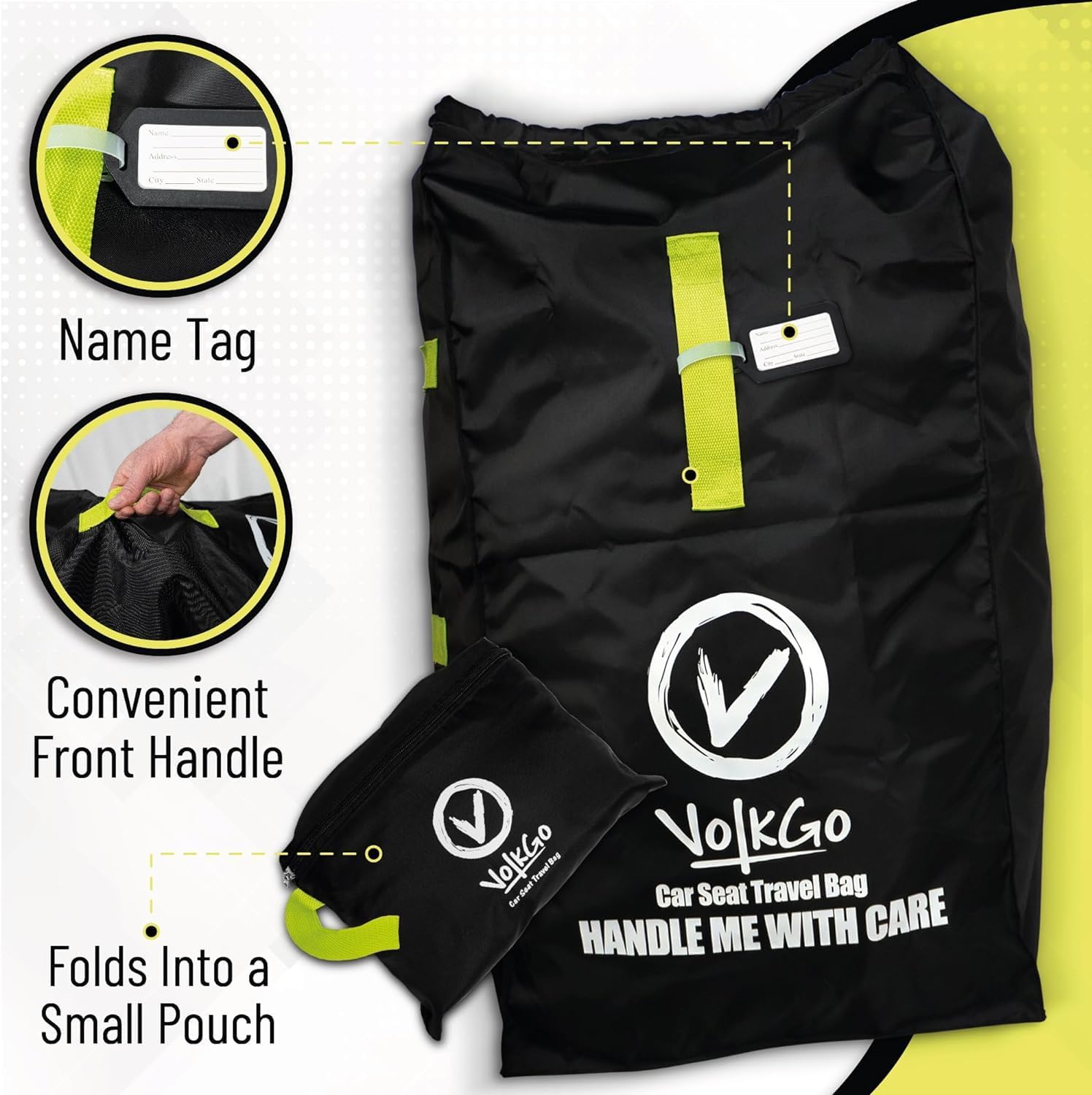 V VOLKGO Car Seat Travel Bag For Airplane with Padded Backpack Shoulder Straps, Gate Check Bag, Car Seat Bags for Air Travel Carseat Travel Cover, Carseat Travel Bag Cover for Airplane Travel