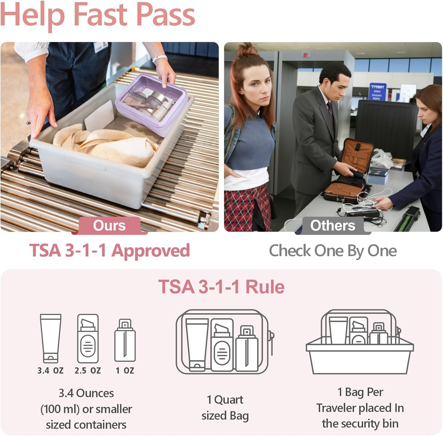 PACKISM TSA Approved Toiletry Bag - Upgrade Color-Edged Clear Makeup Bags, Clear Toiletry Bags For Traveling Fits Various Storage Needs