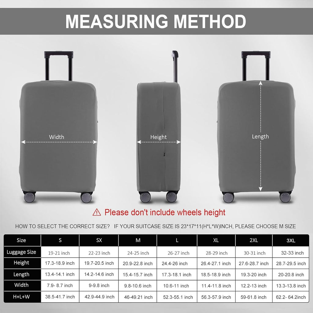 Travel Luggage Cover Suitcase Protector Scratch-Resistant Fit 19-31 Inch Suitcase, Not Included Suitcase (Slate Gray, S(19-21 inch))