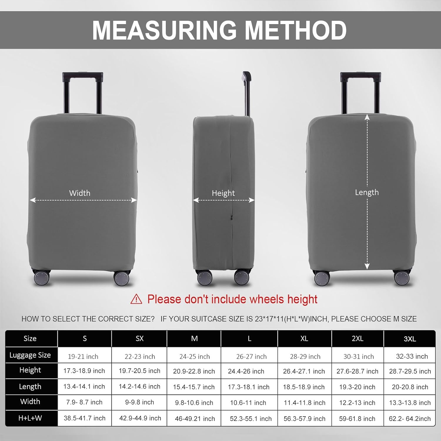 Travel Luggage Cover Suitcase Protector Scratch-Resistant Fit 19-31 Inch Suitcase, Not Included Suitcase (Slate Gray, SX(22-23 inch))