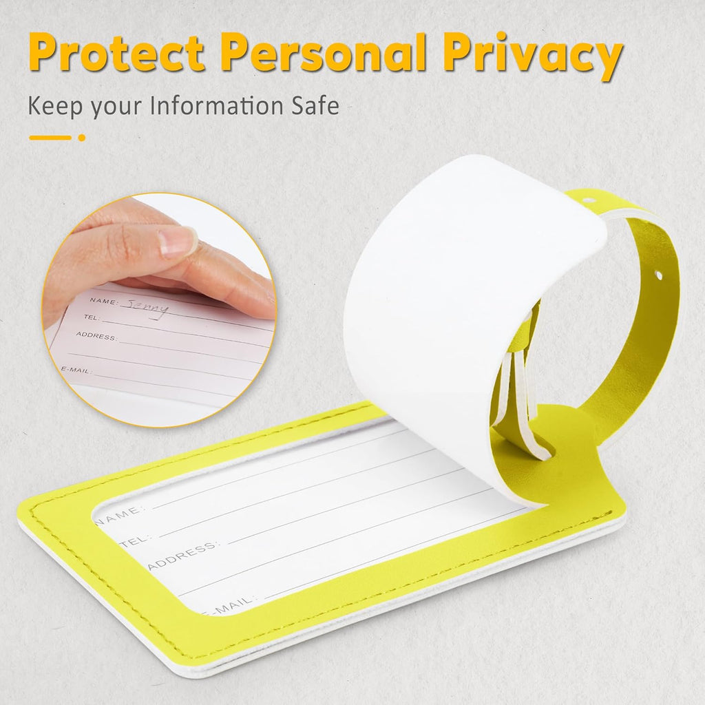 Travelambo Luggage Tags for Suitcases PU Leather Travel Tags Bag Tags Privacy Protection Travel Essentials