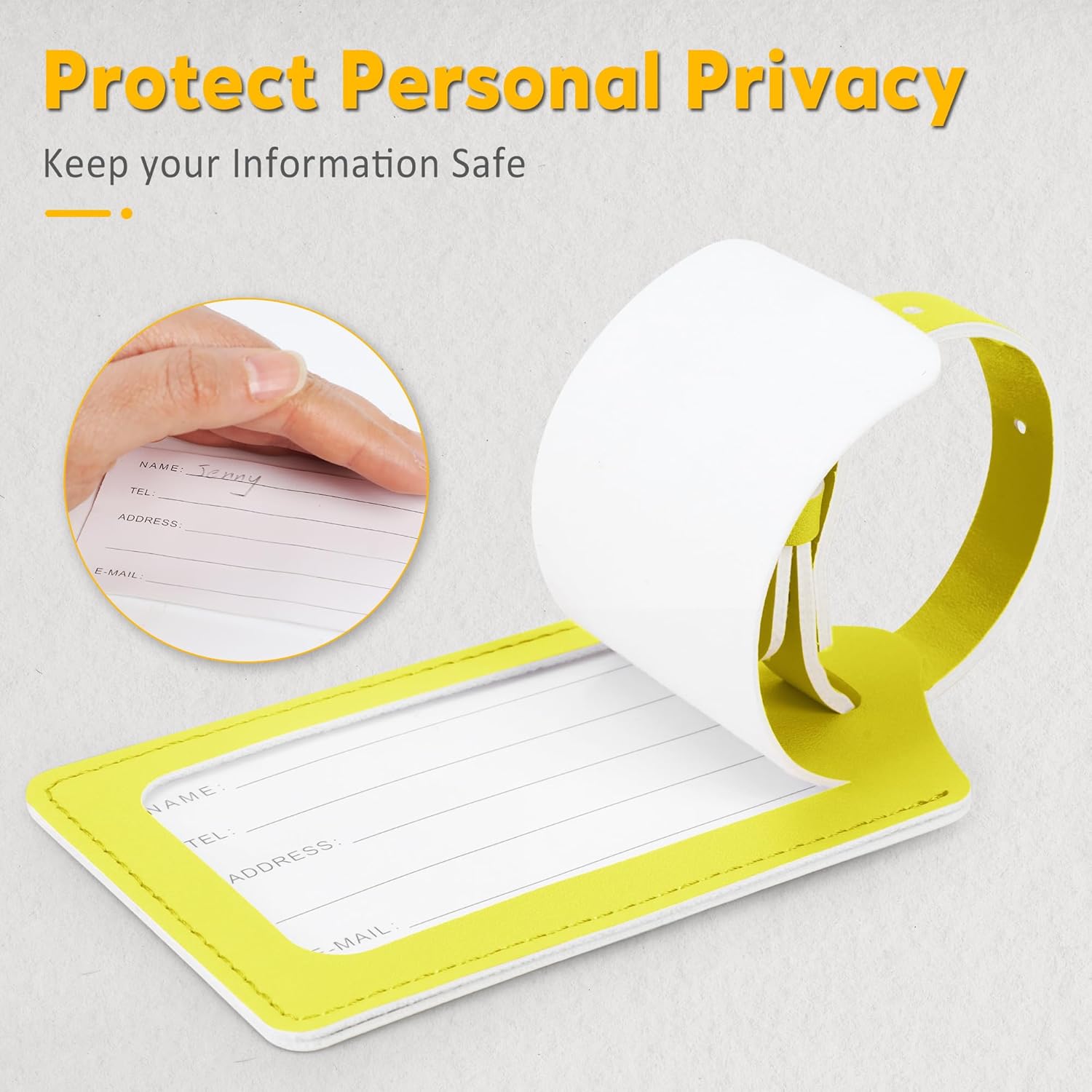 Travelambo Luggage Tags for Suitcases PU Leather Travel Tags Bag Tags Privacy Protection Travel Essentials