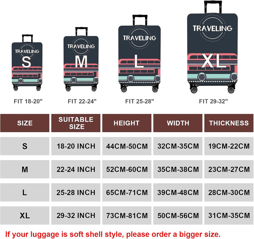 WUJIAONIAO Travel Luggage Cover Baggage Suitcase Protector Fit for 18-32 Inch Luggage (L (for 25-28 inch luggage), TRAVELING)