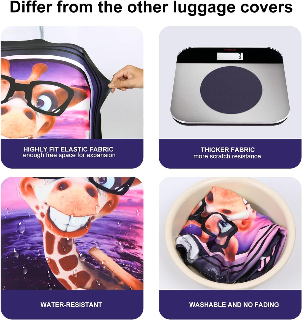 7-Mi 3D Print Design Travel Suitcase Protector Trolley Case Cover 19"-30" Sleeve (XL(Fits to 29"-30" Trolley Case), Giraffe(New Version))