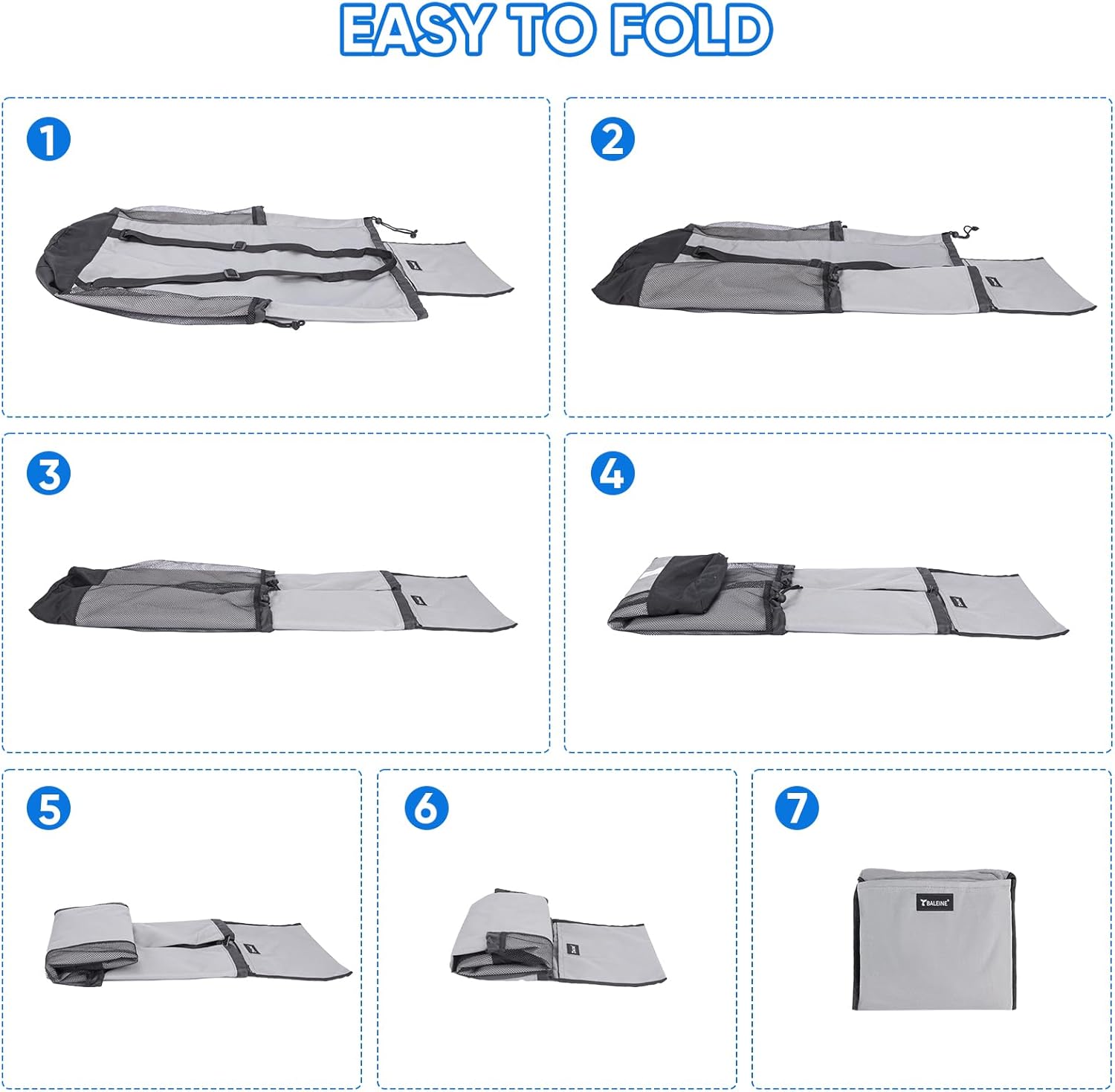 BALEINE 120L Laundry Bag Backpack, 900D Oxford Fabric Large Travel Laundry Bags with Shoulder Straps and 2 Mesh Pockets for College Dorm, Apartment, Laundromat (Gray, 120L)