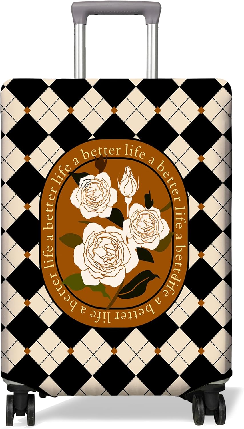 Travel Luggage Cover Suitcase Protector Fits 18-32 Inch Wheel Covers PatternedTravel Related Items Flower Luggage Protector Elastic M