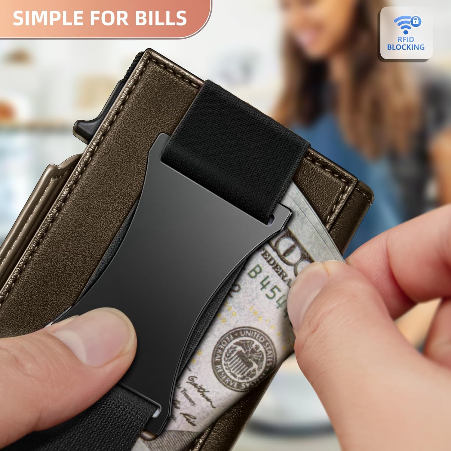 BULLIANT Men Wallet Gift Boxed,Slim Front Pocket Wallet Money Clip Card Holder 3.8"x2.7",Pop-up Access