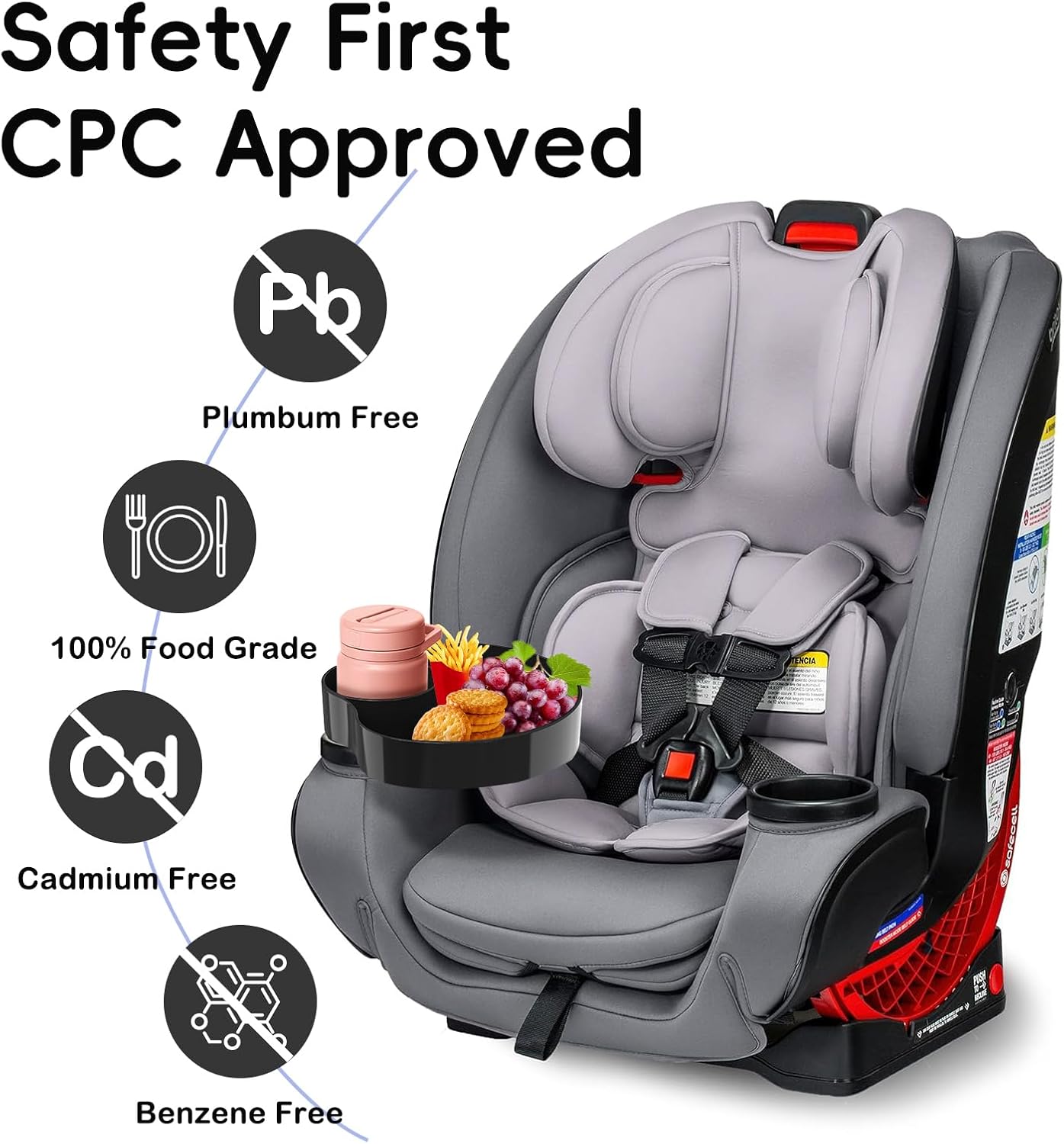 [2 Packs] Kids Car Seat Tray, Travel Tray with Cup Holder for Toddler Baby, Kids Car Seat Food Snack Organizer for Road Trip, Stroller snack Organizer Travel Must Haves Toddler Must Haves (Black)