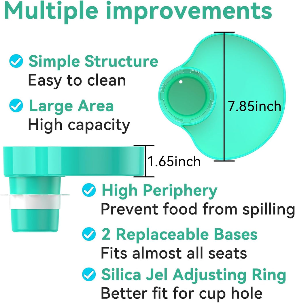 Kids Car Seat Tray, Travel Tray with Cup Holder for Toddler Baby, Kids Car Seat Food Snack Organizer for Road Trip, Stroller snack Organizer Travel Must Haves Toddler Must Haves (Cyanine, 1 PCS)
