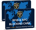 SaiTech IT 2 Pack RFID Blocking Card NFC Contactless Debit/Credit Card ATM Passport Protector ideal for Men & women slim with World map design perfectly fit in wallet - Blue