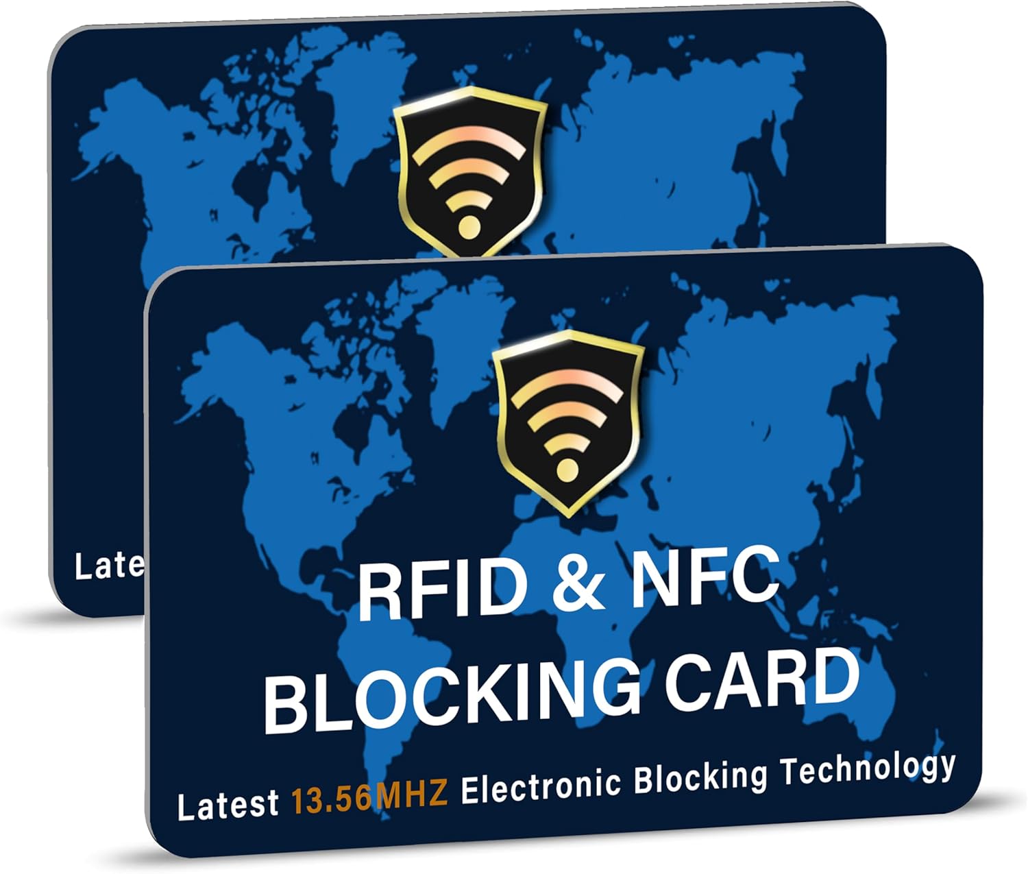 SaiTech IT 2 Pack RFID Blocking Card NFC Contactless Debit/Credit Card ATM Passport Protector ideal for Men & women slim with World map design perfectly fit in wallet - Blue