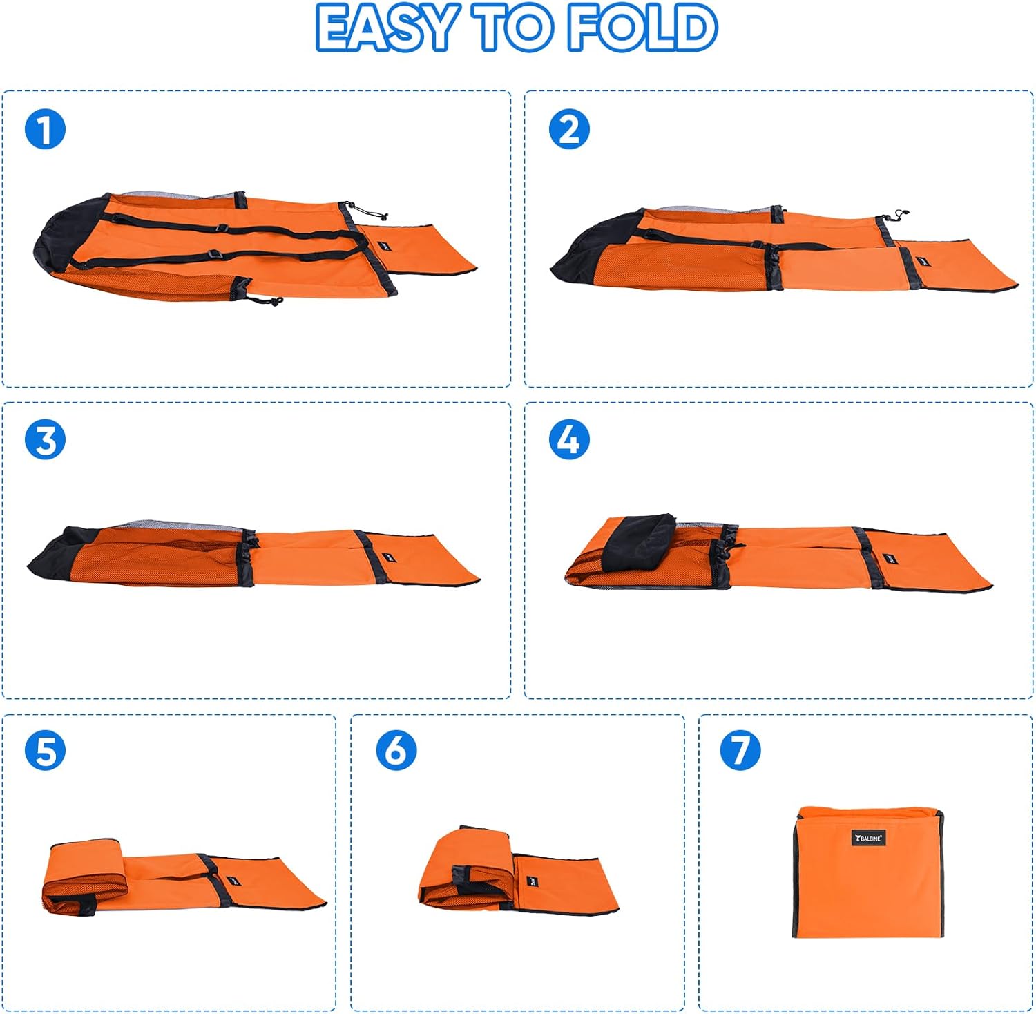 BALEINE 150L Laundry Bag Backpack, 900D Oxford Fabric Large Travel Laundry Bags with Shoulder Straps and 2 Mesh Pockets for College Dorm, Apartment, Laundromat (Orange, 150L)