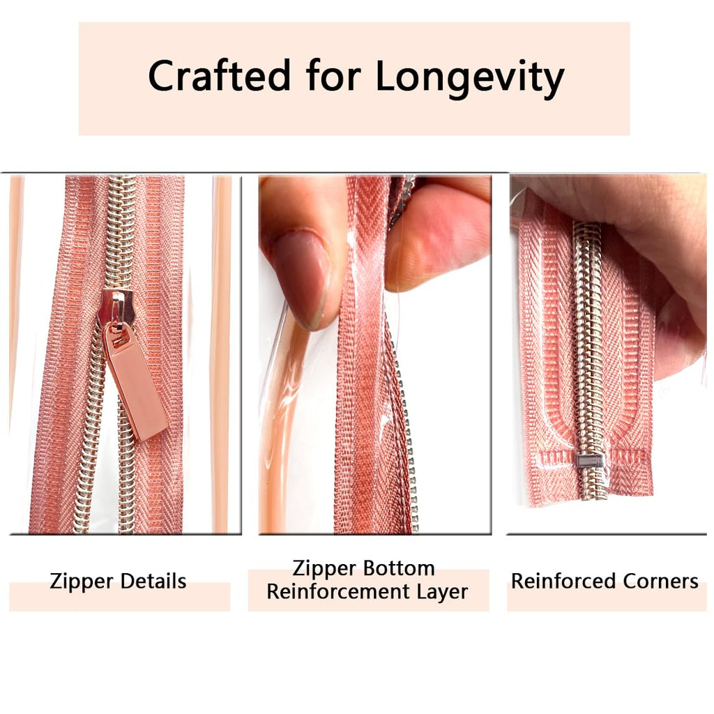 Clear Toiletry Bag, 3 Packs TSA Approved Water resistant Travel Organizer, Airport Airline Travel Essential Carry On Makeup Cosmetic Bags for Women, Black - 3 packs