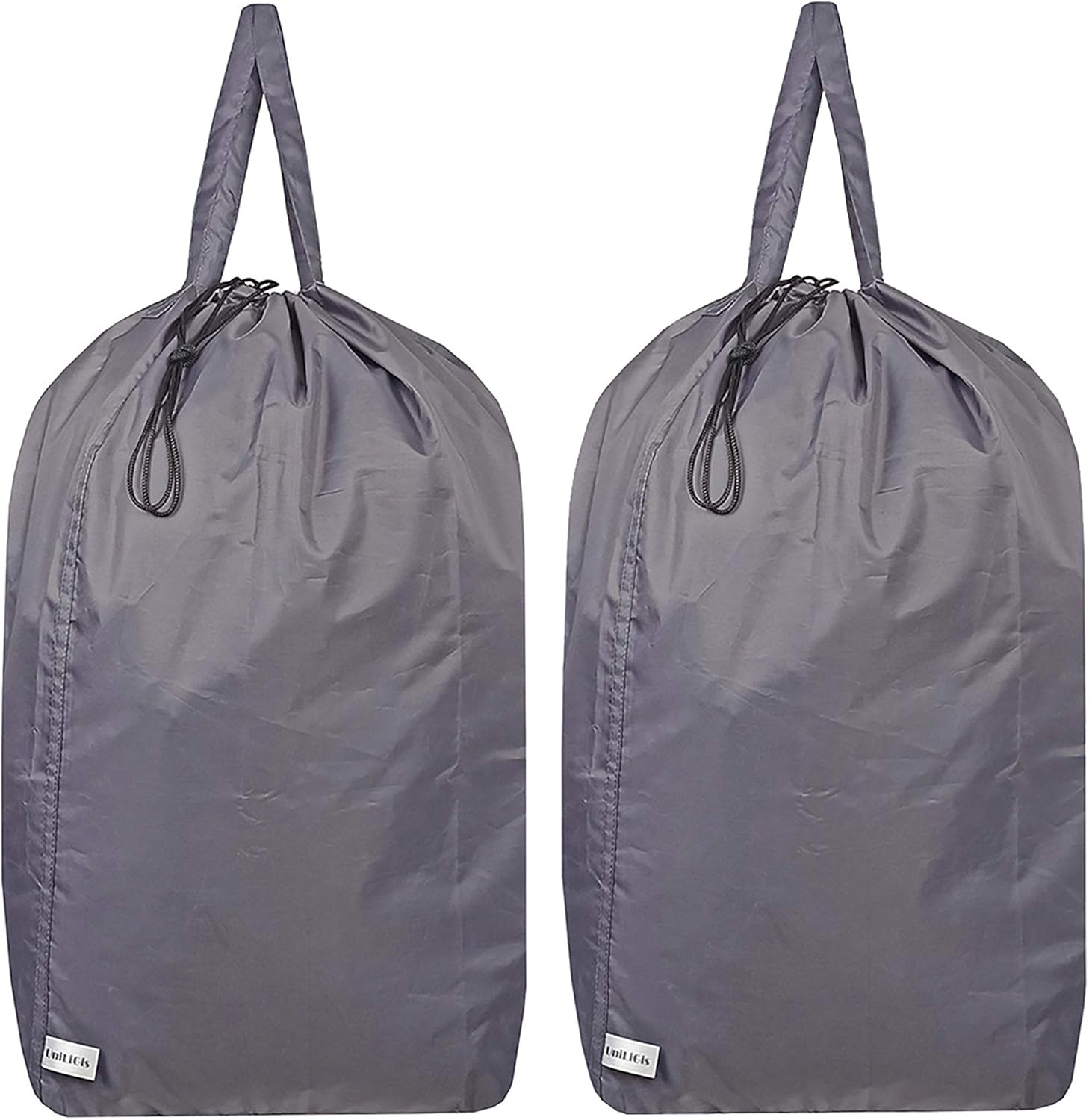 Washable Travel Laundry Bag with Handles and Drawstring (2 Pack), Heavy Duty Large Enough to Hold 3 Loads of Laundry, Fit a Laundry Basket or Clothes Hamper, 27.5x34.5 in,Grey