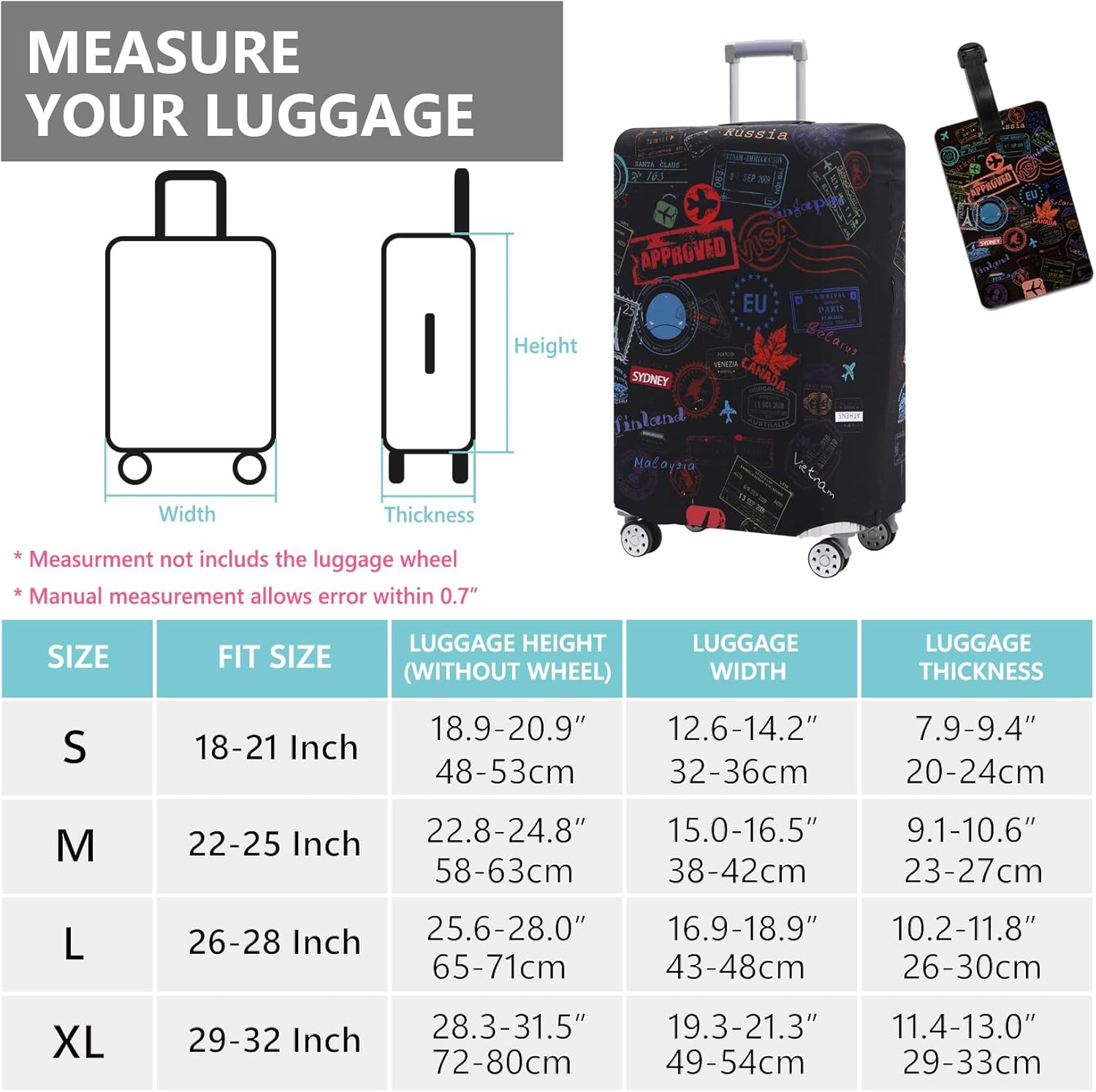Travelkin Luggage Covers With Tag For Suitcases Tsa Approved,Suitcase Covers Protector Fit 18-32 Inch Luggage XL(29-32inch suitcase)