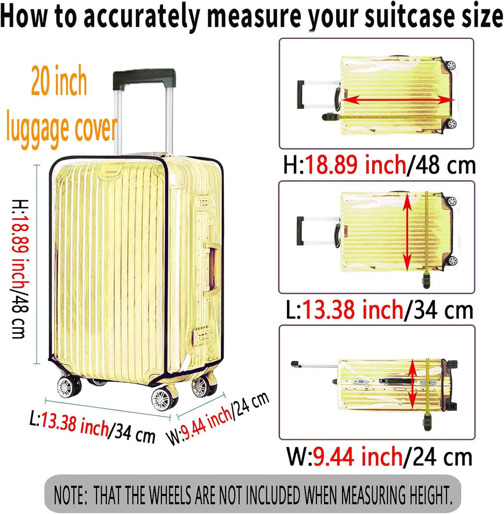 20 Inch Clear PVC Luggage Cover, 0.2mm Thick Lightweight Waterproof, Dustproof, Anti-Scratch Suitcase Cover, Luggage Covers for Suitcase TSA Approved, Fits 19"-20" Wheeled Luggage